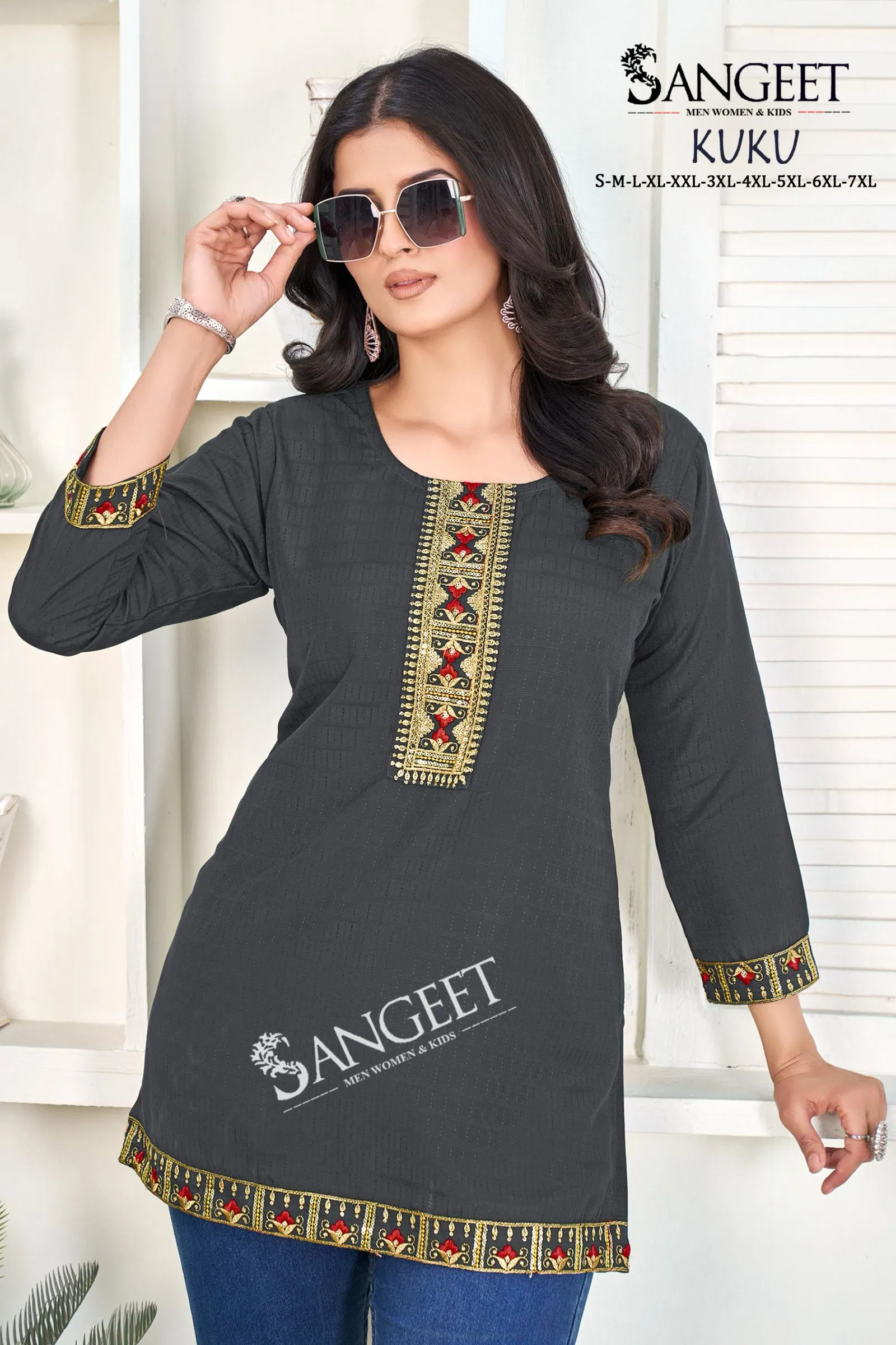 Kuku By Sangeet Heavy Rayon Multi Embroidery Kurti Suppliers In India
